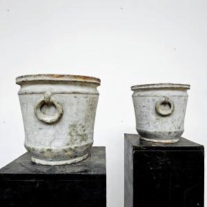 Pair Of Enameled Cast Iron Pot Covers