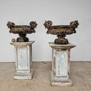 Large Pair Of 19th Century Cast Iron Basins