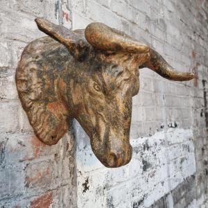 19th Century Cast Iron Bull Head