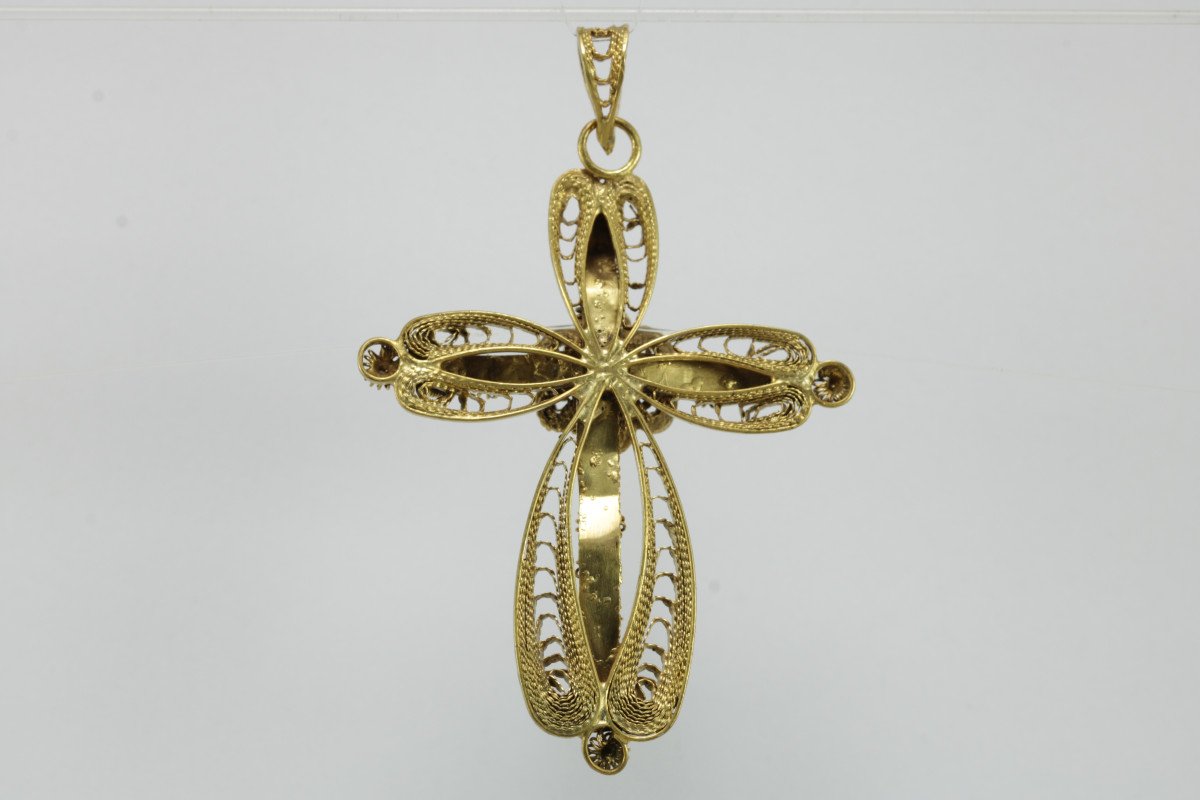 Cross Pendant Ancient Gold Filigree-photo-1