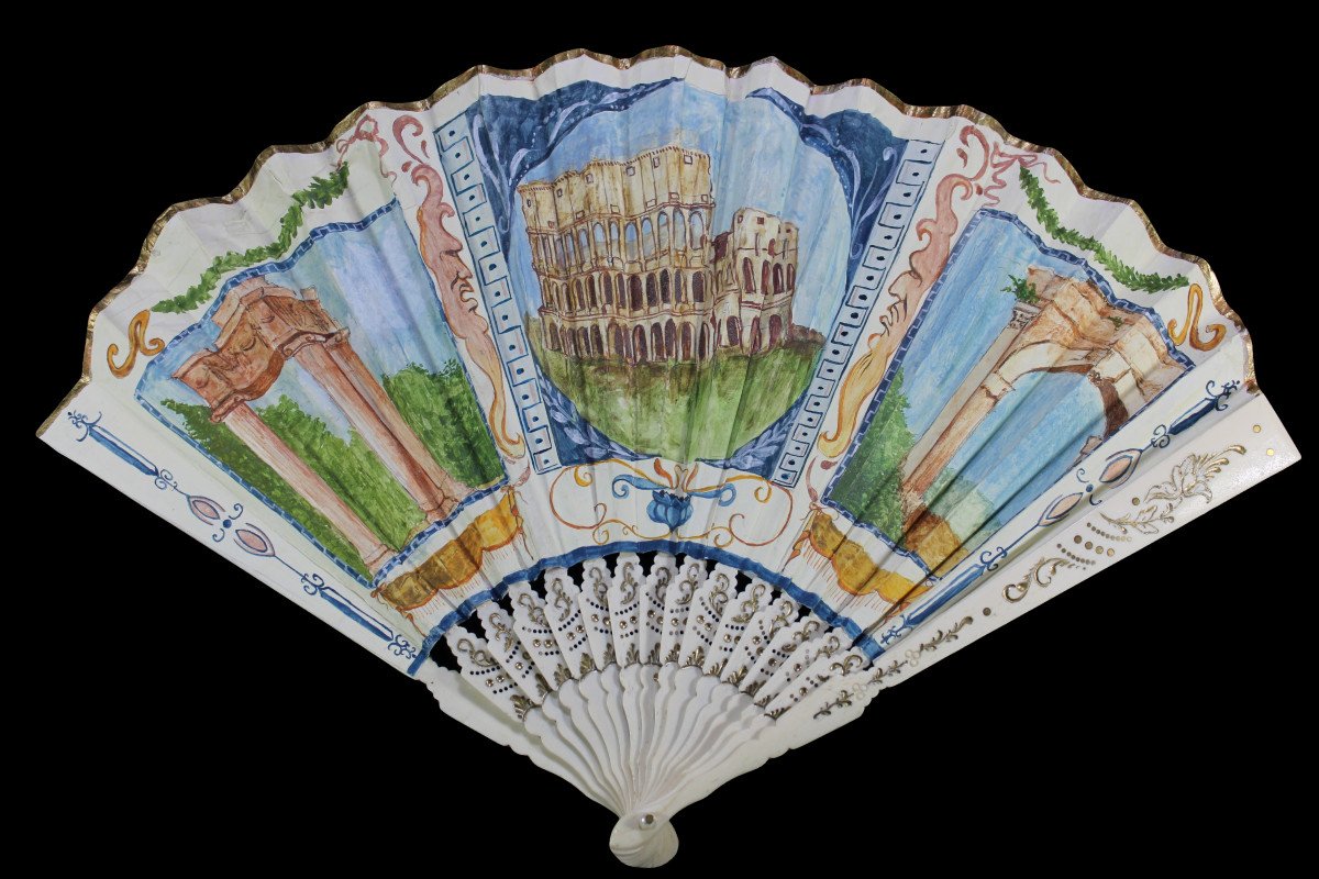 Antique Grand Tour Fan Rome-photo-2