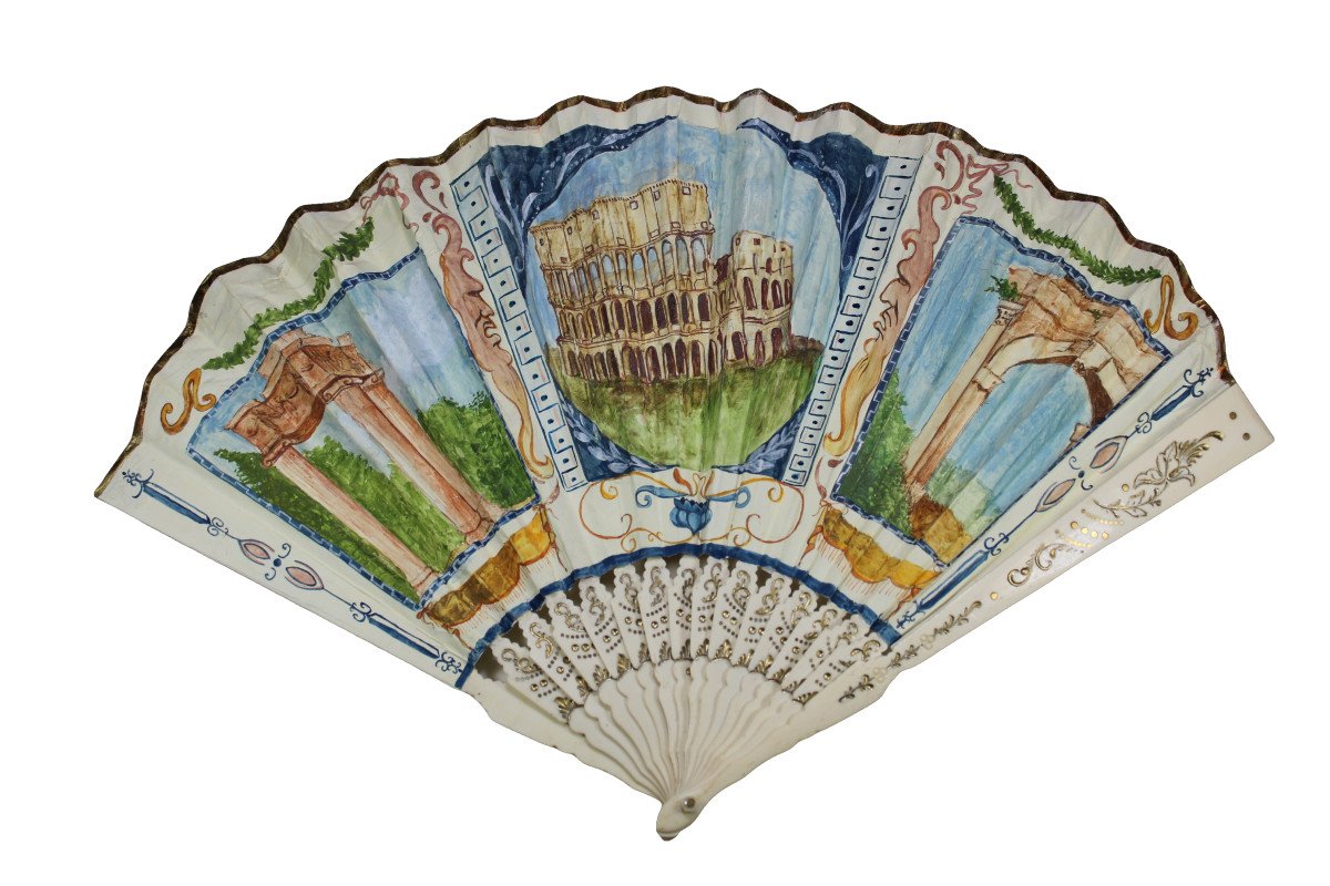 Antique Grand Tour Fan Rome