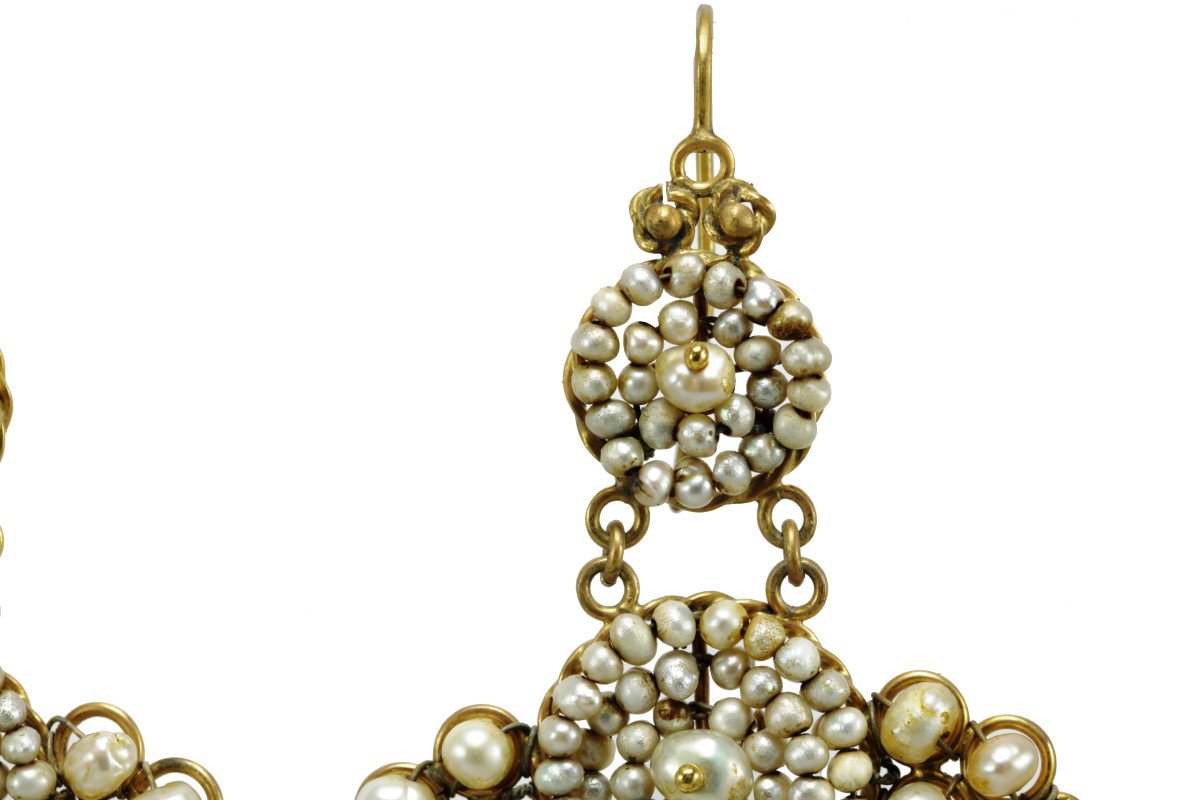 Antique Pearls Gold Earrings-photo-3