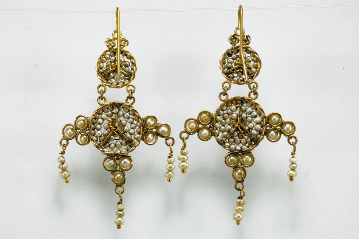 Antique Pearls Gold Earrings-photo-1