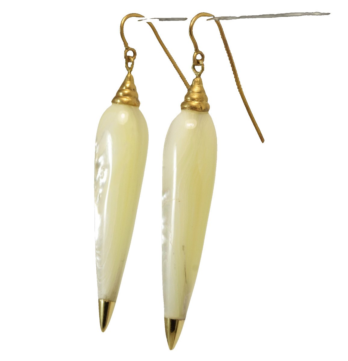 Antique Moter Of Pearl Gold Earrings-photo-3