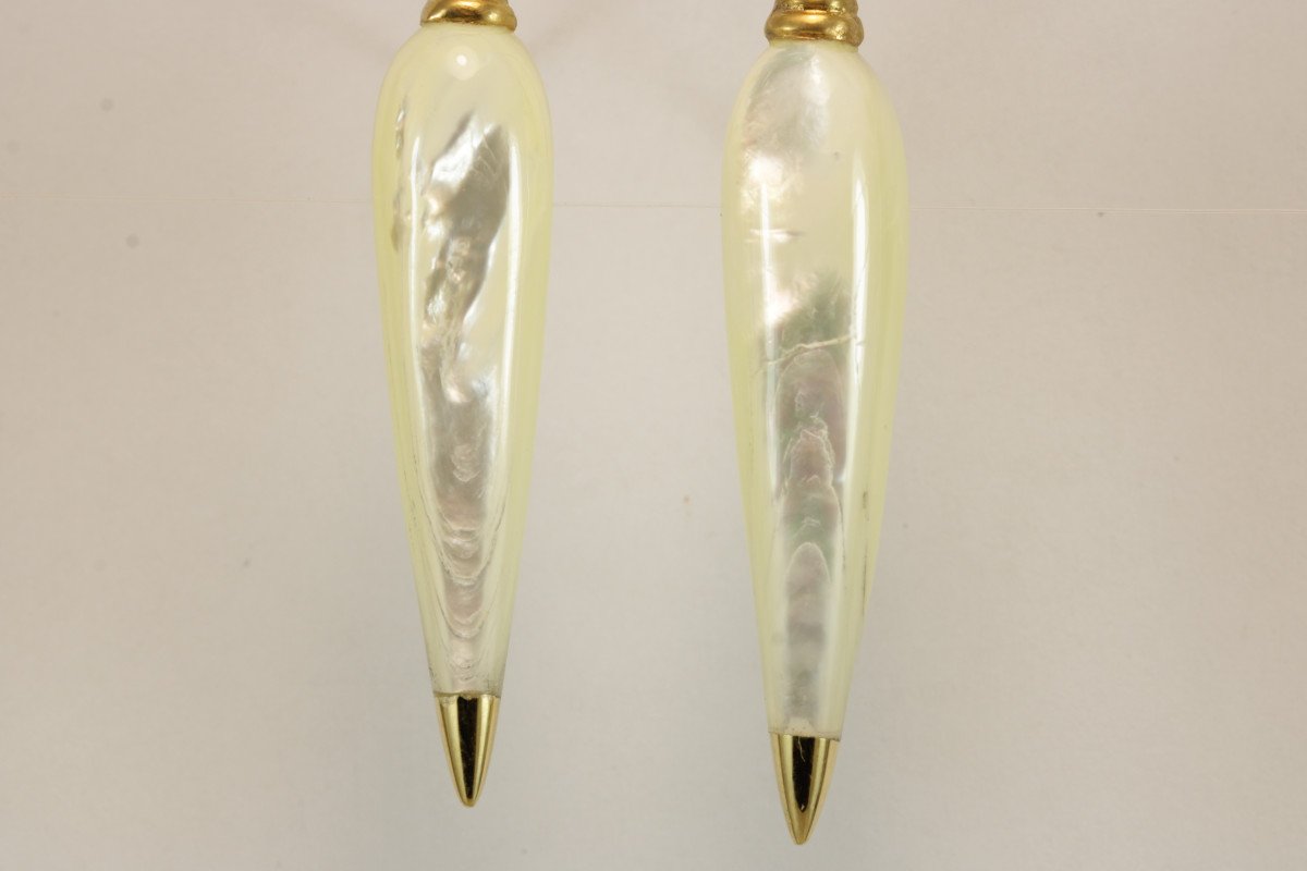Antique Moter Of Pearl Gold Earrings-photo-1