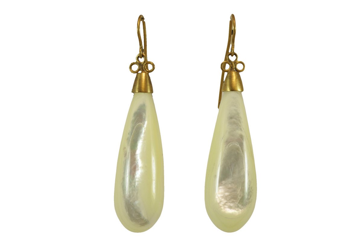 Boucles d'Oreilles Anciennes Or Nacre