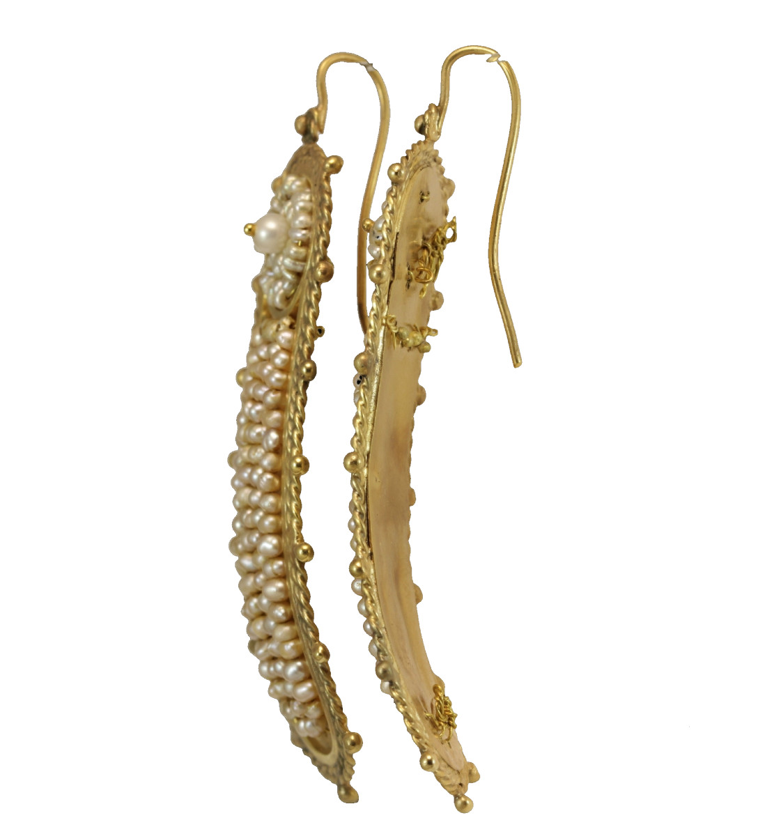 Antique Pearls Gold Earrings-photo-3