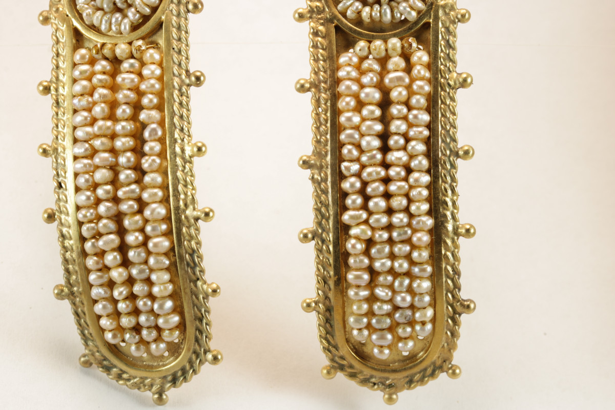 Antique Pearls Gold Earrings-photo-1