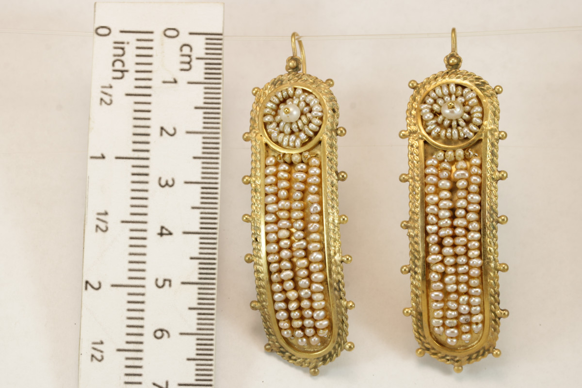 Antique Pearls Gold Earrings-photo-3