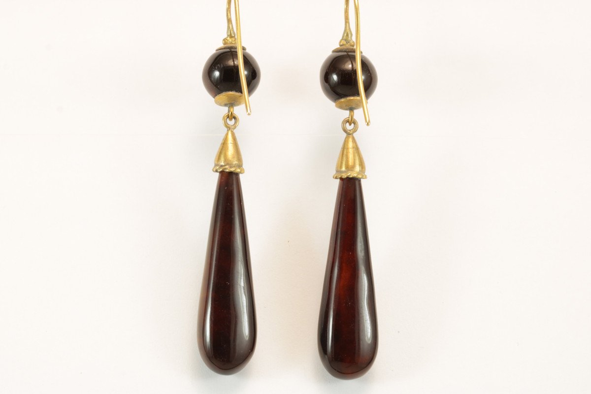 Boucles d'Oreilles Anciennes Or Ecaille Piquè-photo-2