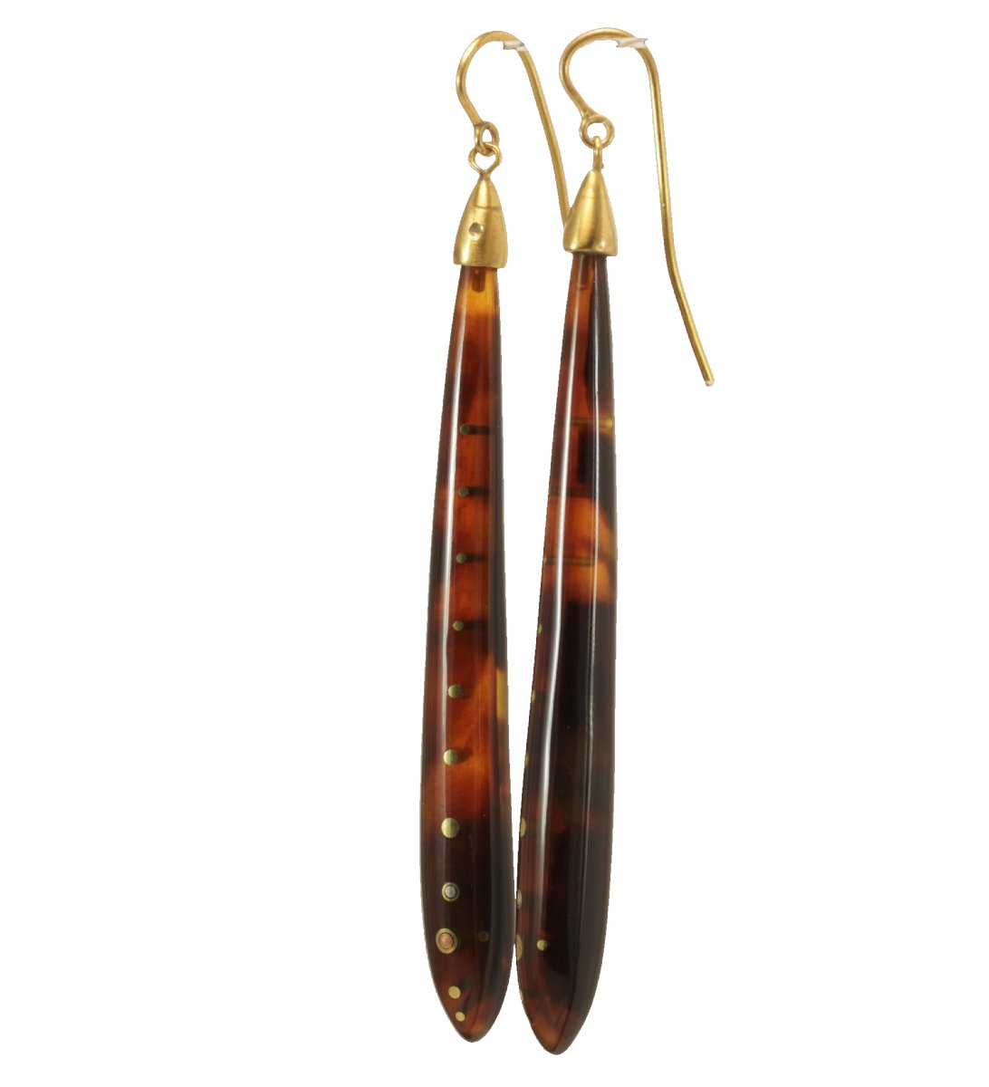 Antique Tortoiseshell Piquè Gold Earrings-photo-3