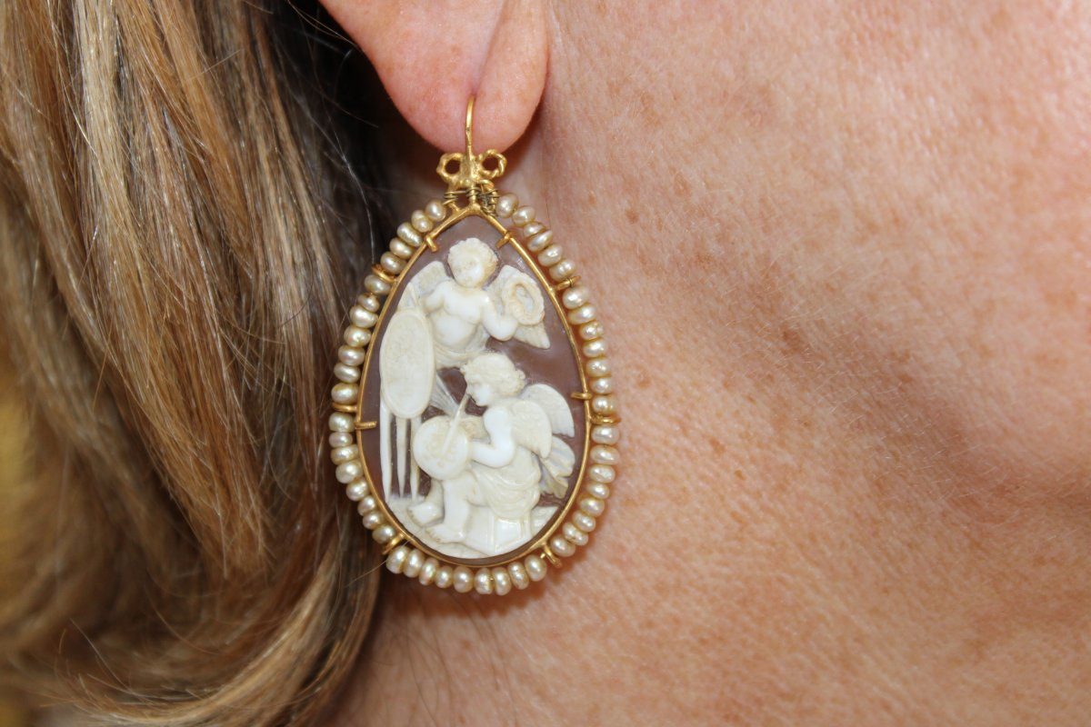 Antique Cameos Gold Earrings-photo-4