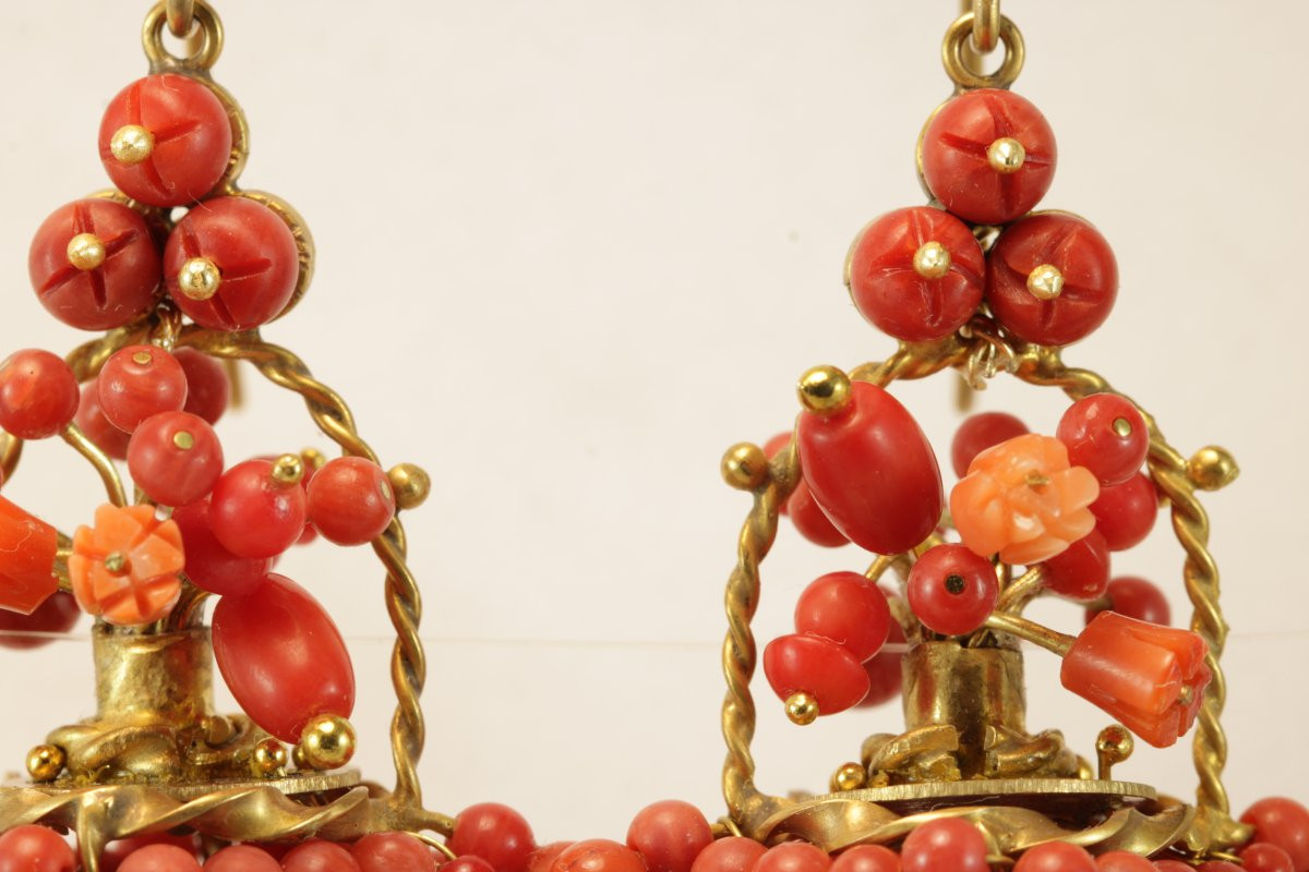 Boucles d'oreilles anciennes or corail-photo-4