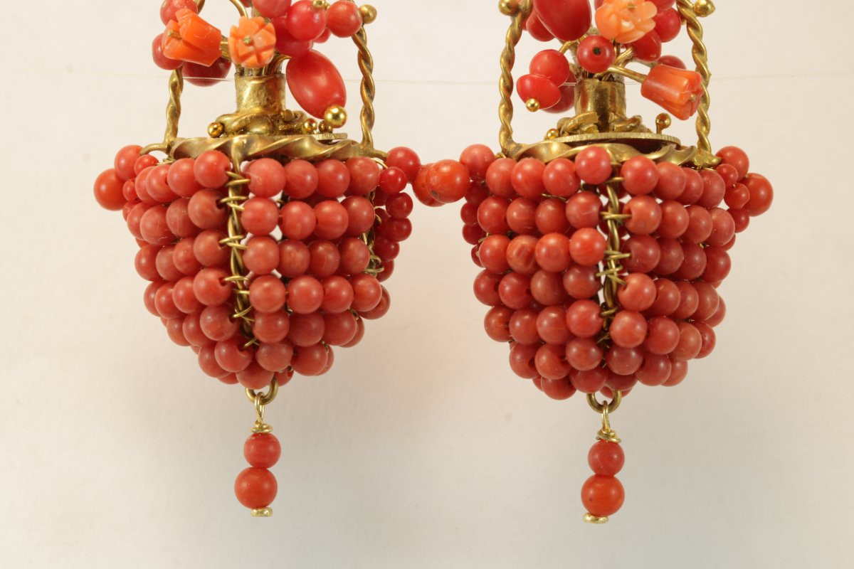 Boucles d'oreilles anciennes or corail-photo-1