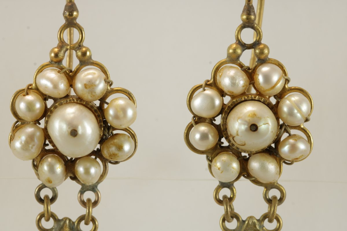 Antique Pearls Gold Earrings-photo-4