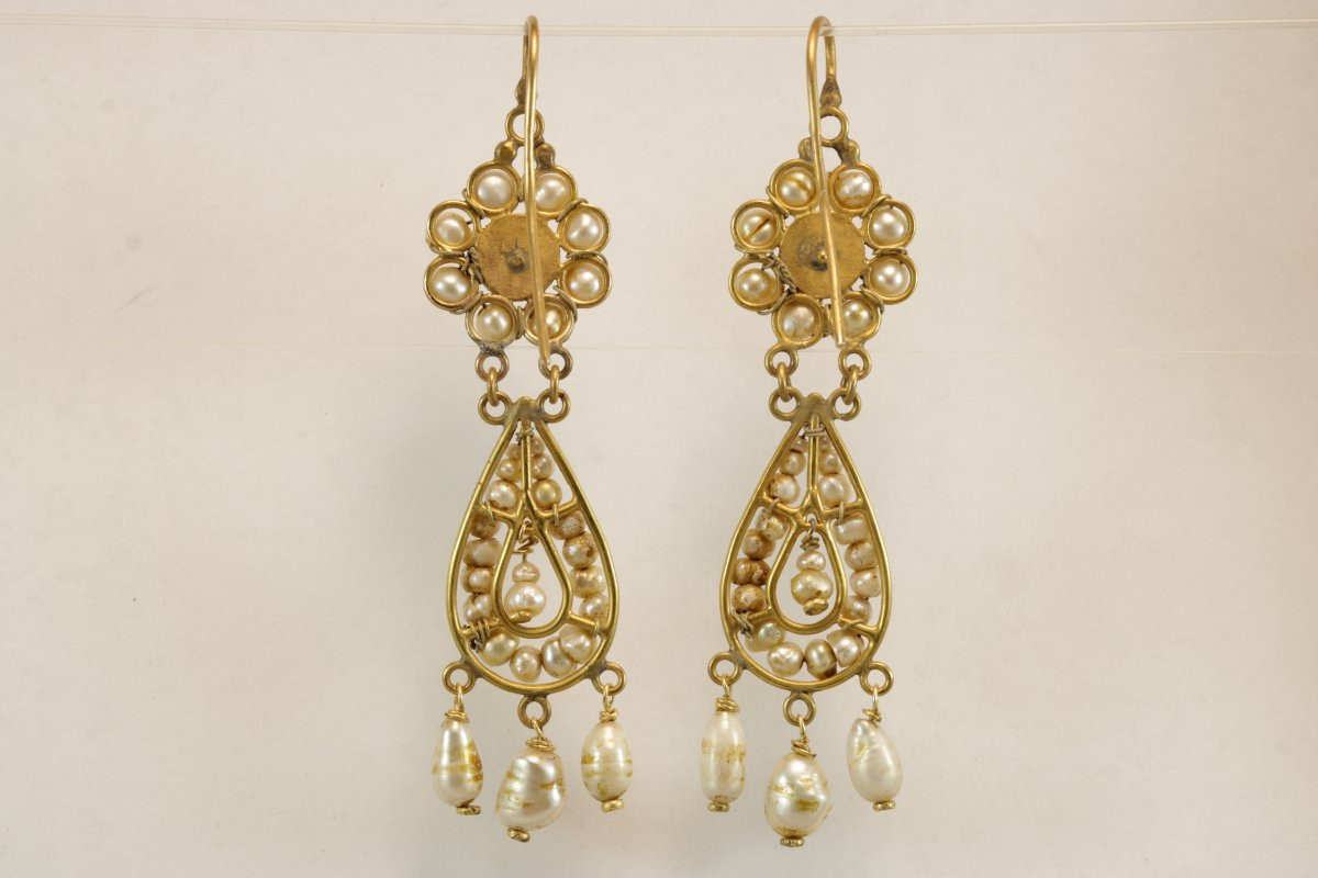 Antique Pearls Gold Earrings-photo-2