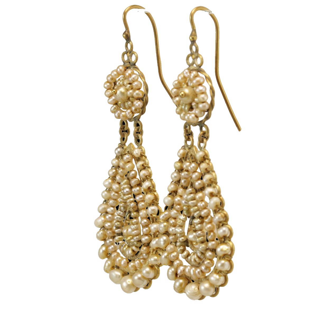Antique Pearls Gold Earrings-photo-3