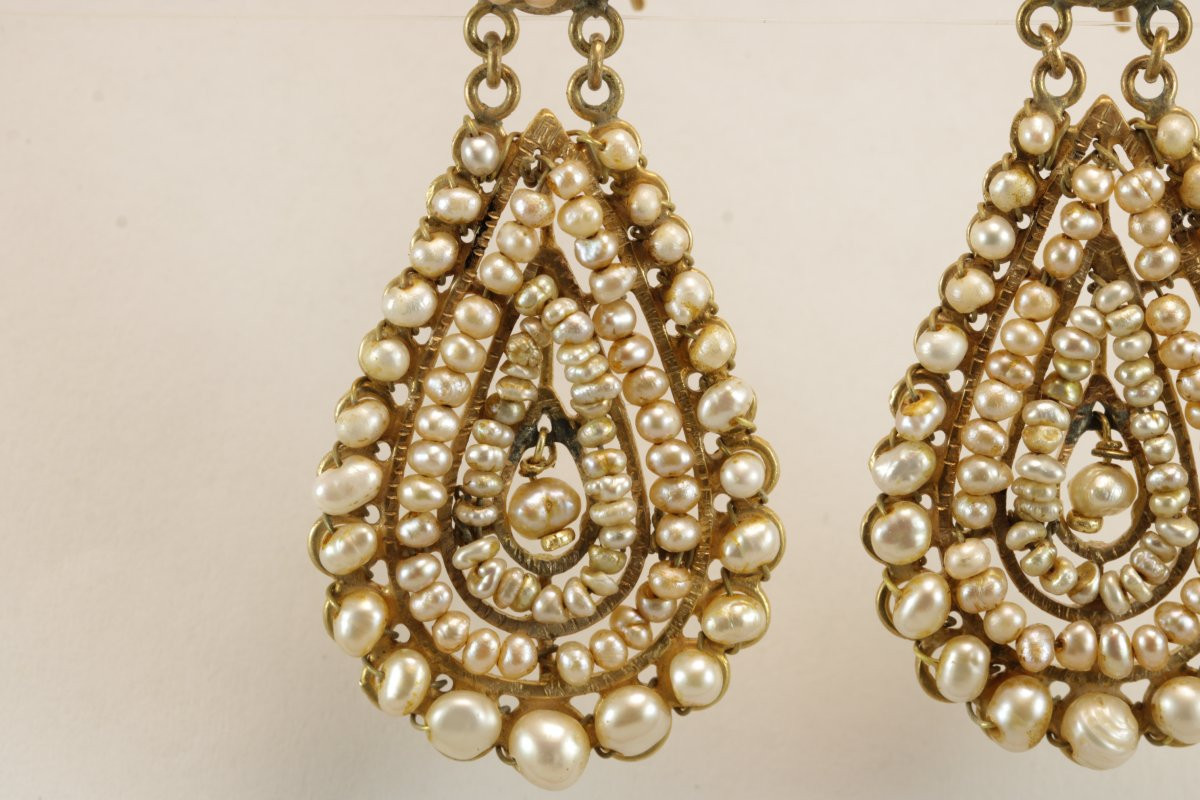 Antique Pearls Gold Earrings-photo-1