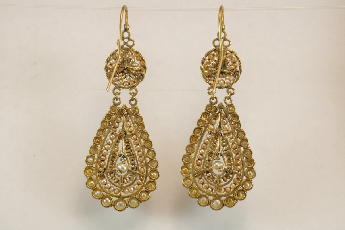 Antique Pearls Gold Earrings-photo-2