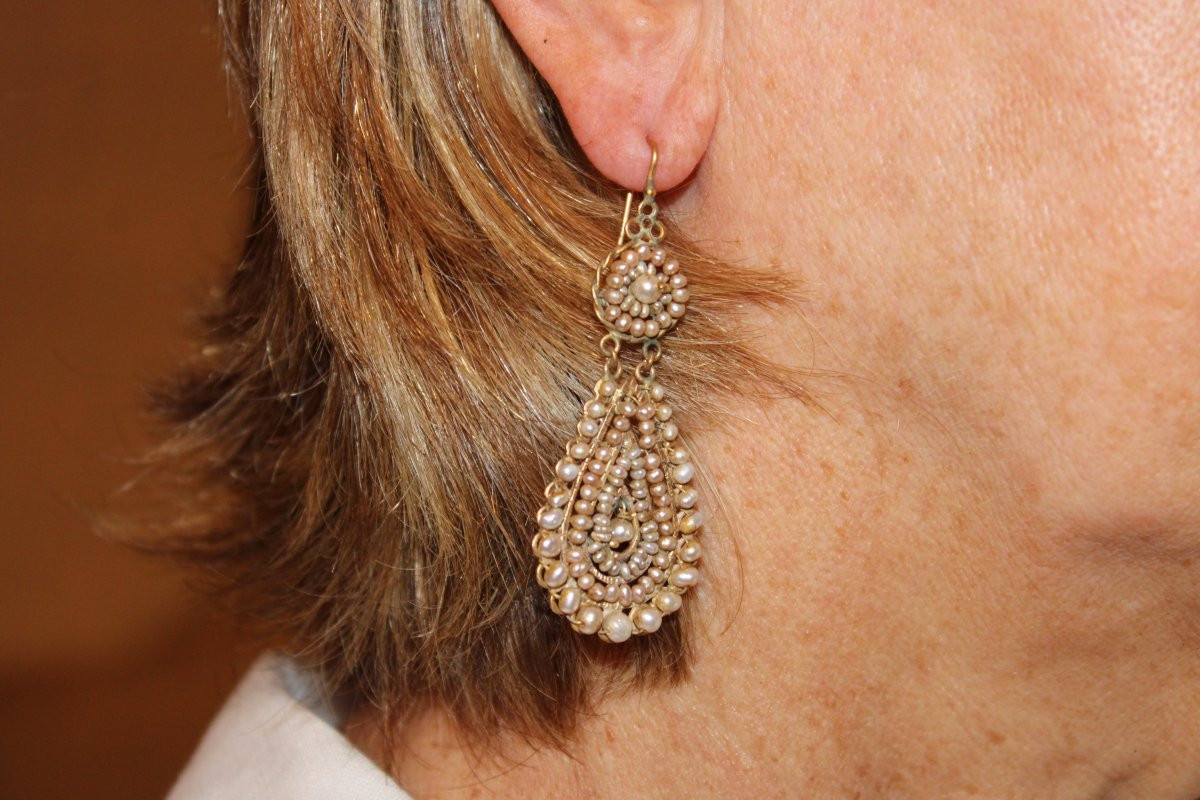 Antique Pearls Gold Earrings-photo-5