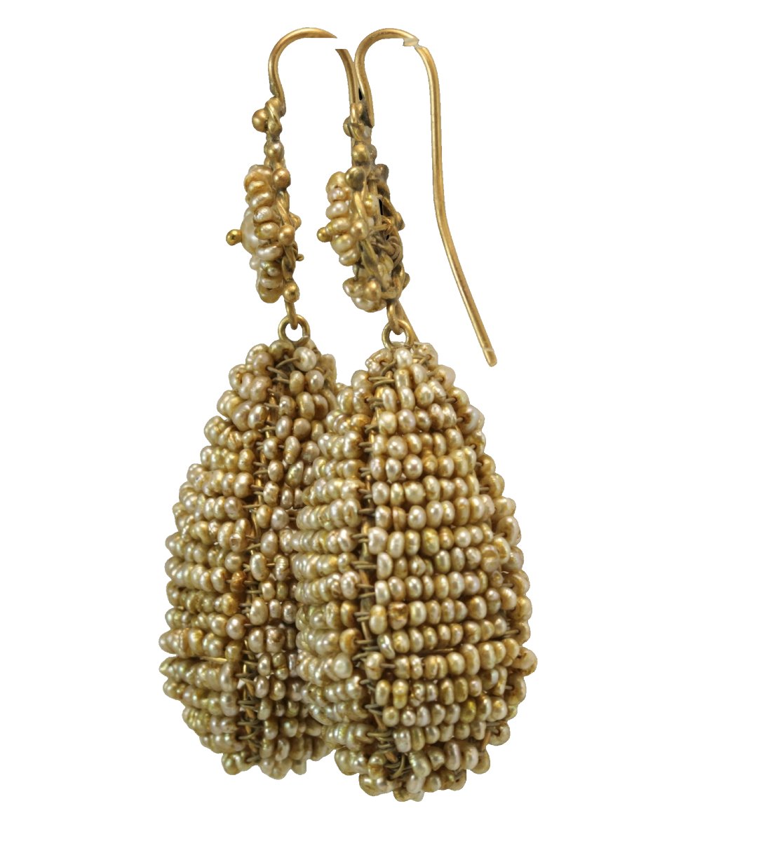 Boucles d'oreilles anciennes or perles fines-photo-3