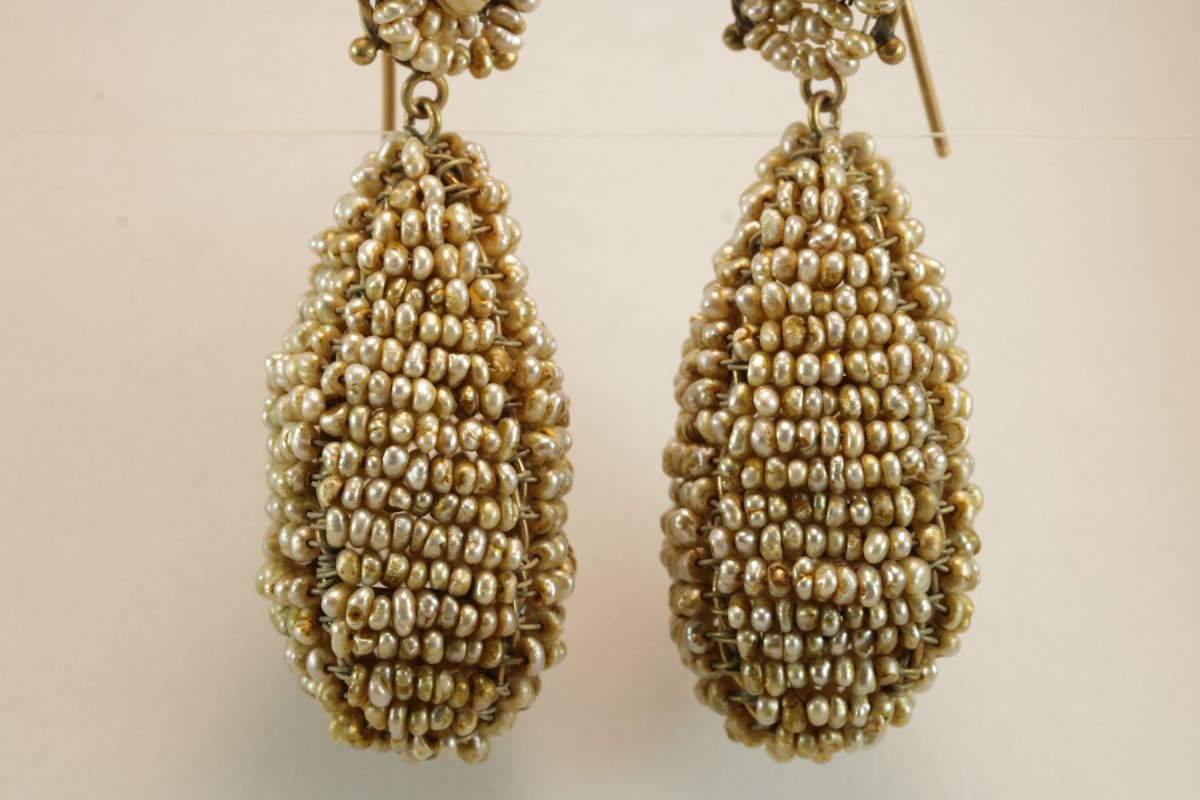 Boucles d'oreilles anciennes or perles fines-photo-1