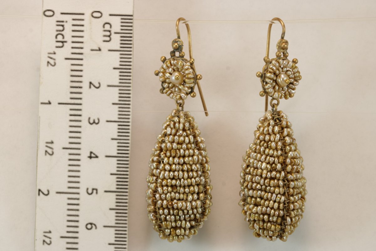 Boucles d'oreilles anciennes or perles fines-photo-3