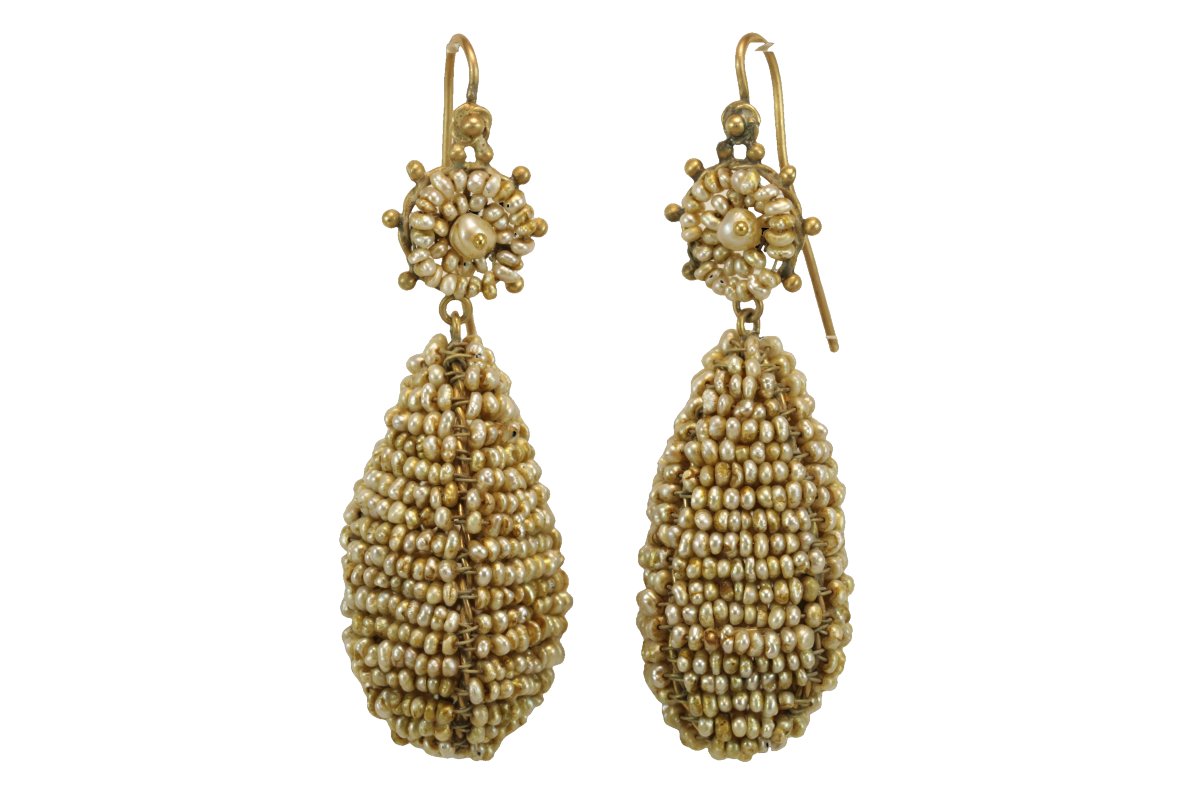 Boucles d'oreilles anciennes or perles fines