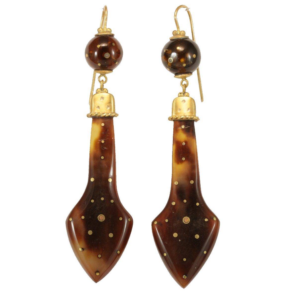 Antique Piqué Tortoiseshell Gold Earrings