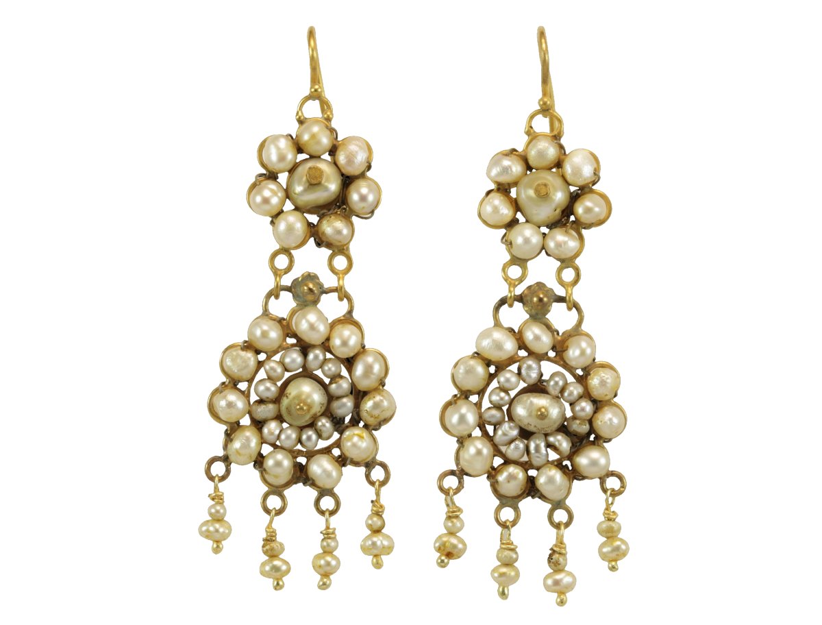 Antique Gold And Pearl Earrings