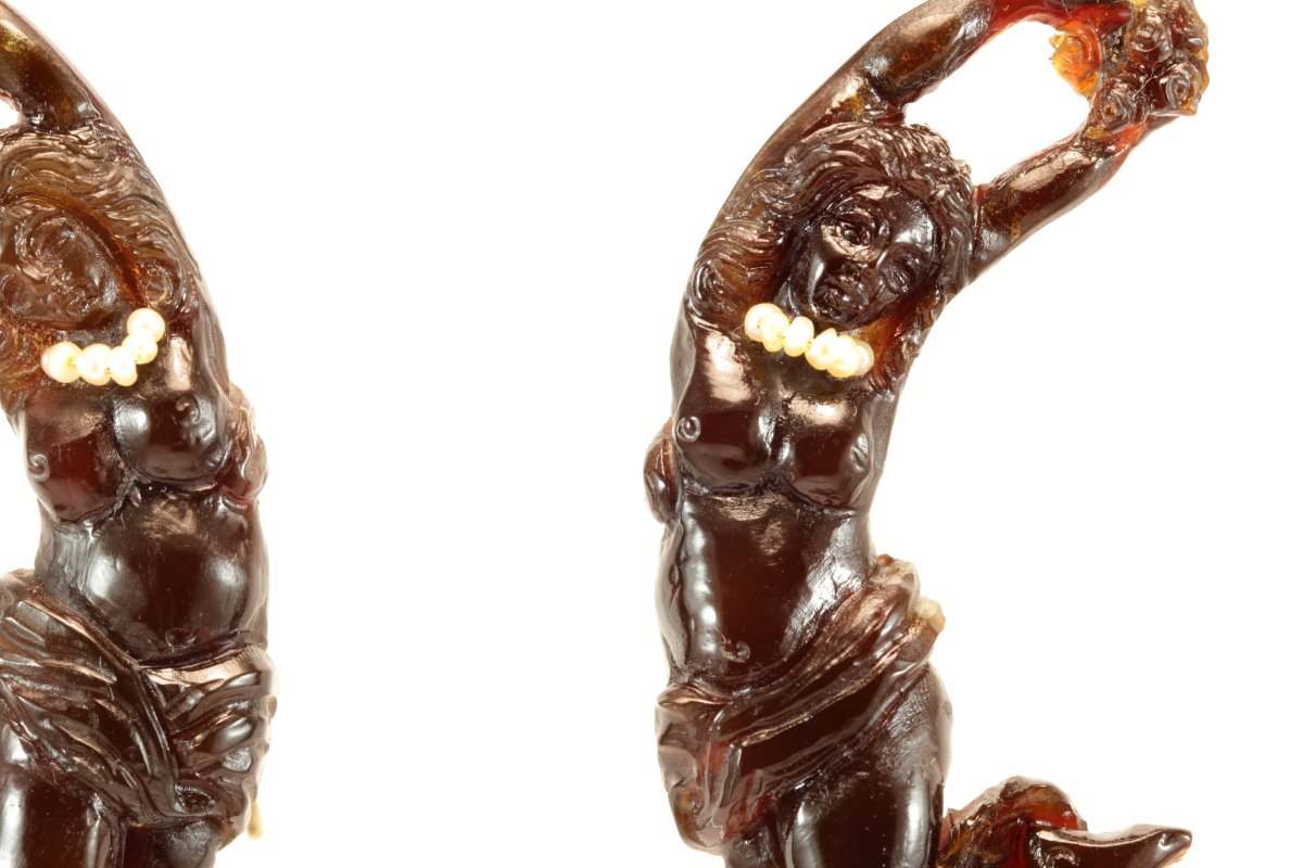 Antique Tortoiseshell Carved Gold Earrings-photo-1