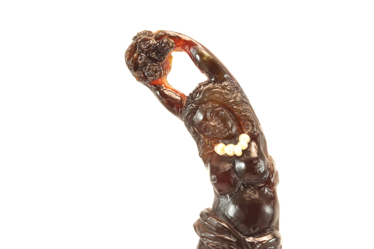 Antique Tortoiseshell Carved Gold Earrings-photo-2