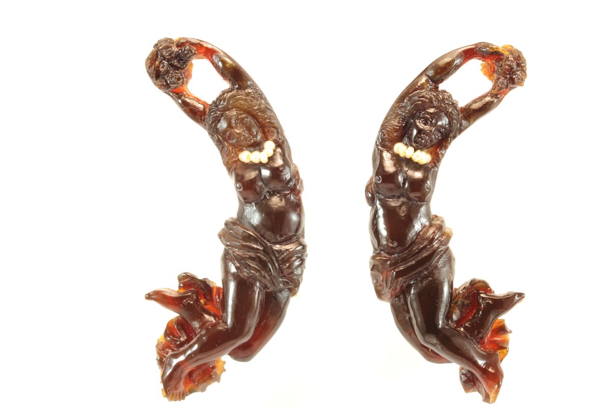 Antique Tortoiseshell Carved Gold Earrings
