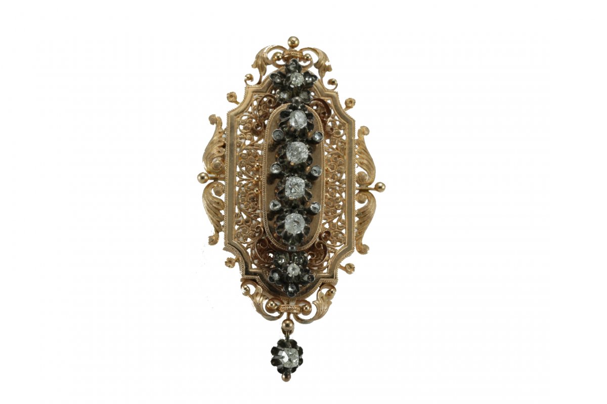 Broche Ancienne Or Diamants