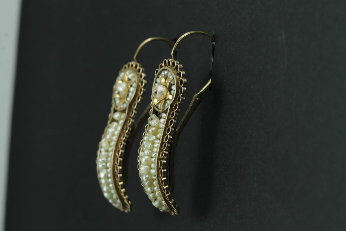 Antique Pearls Gold Earrings-photo-4
