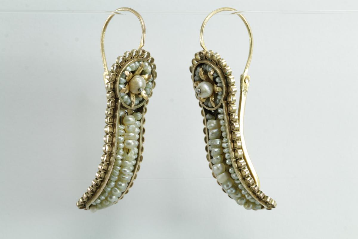 Antique Pearls Gold Earrings-photo-2