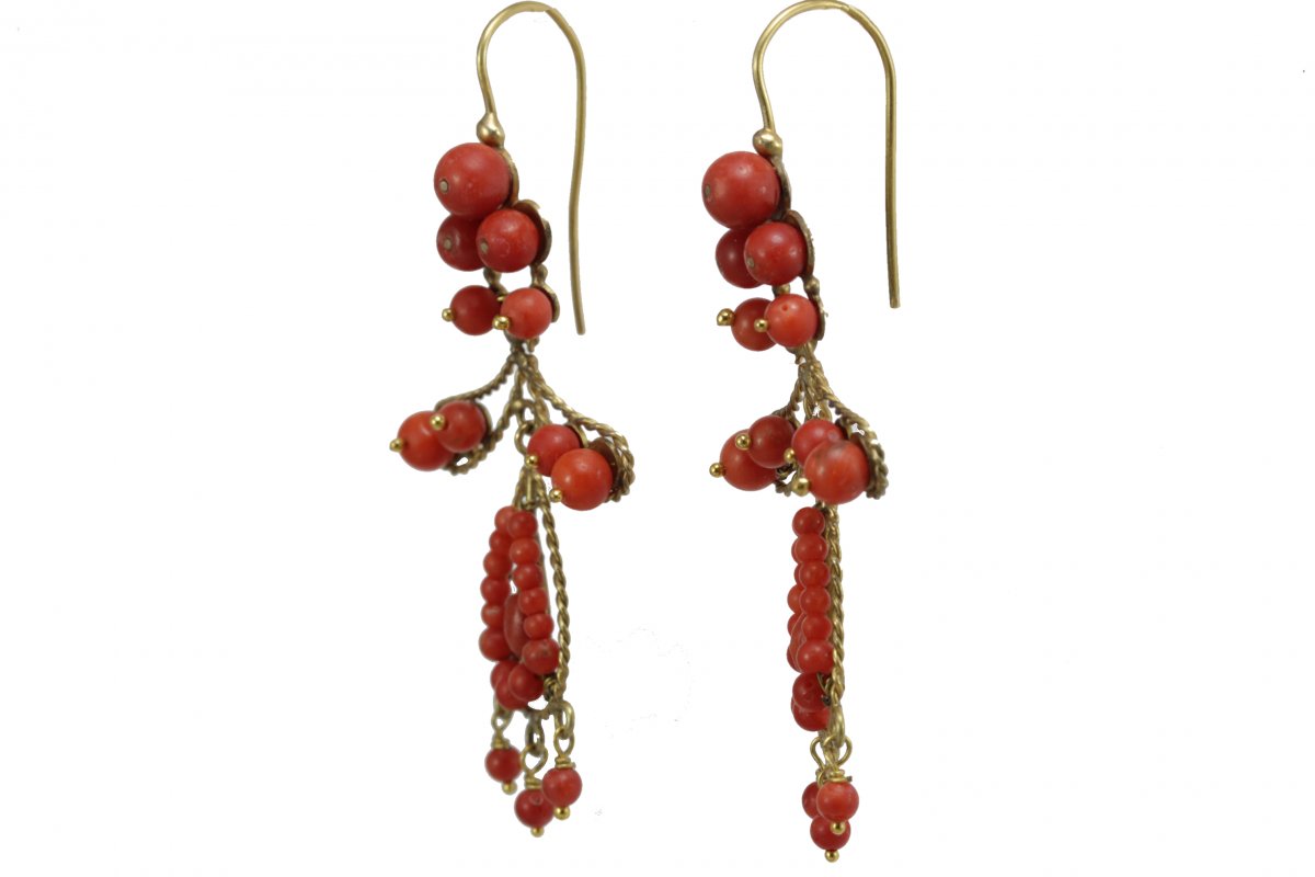 Antique Coral Gold Earrings-photo-2