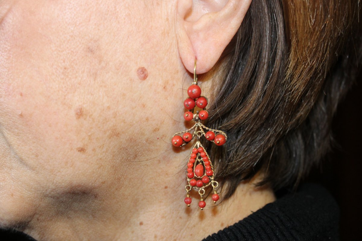 Antique Coral Gold Earrings-photo-3