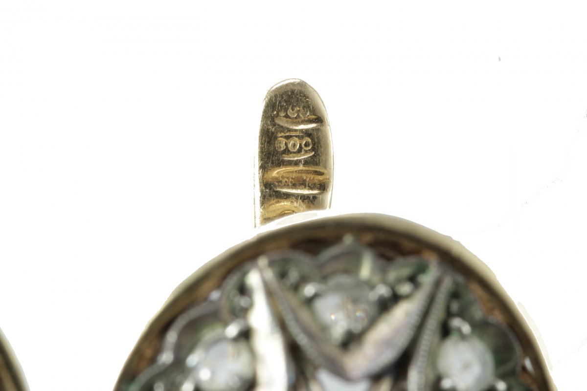 Antique Gold Emerald Diamond Earrings-photo-4