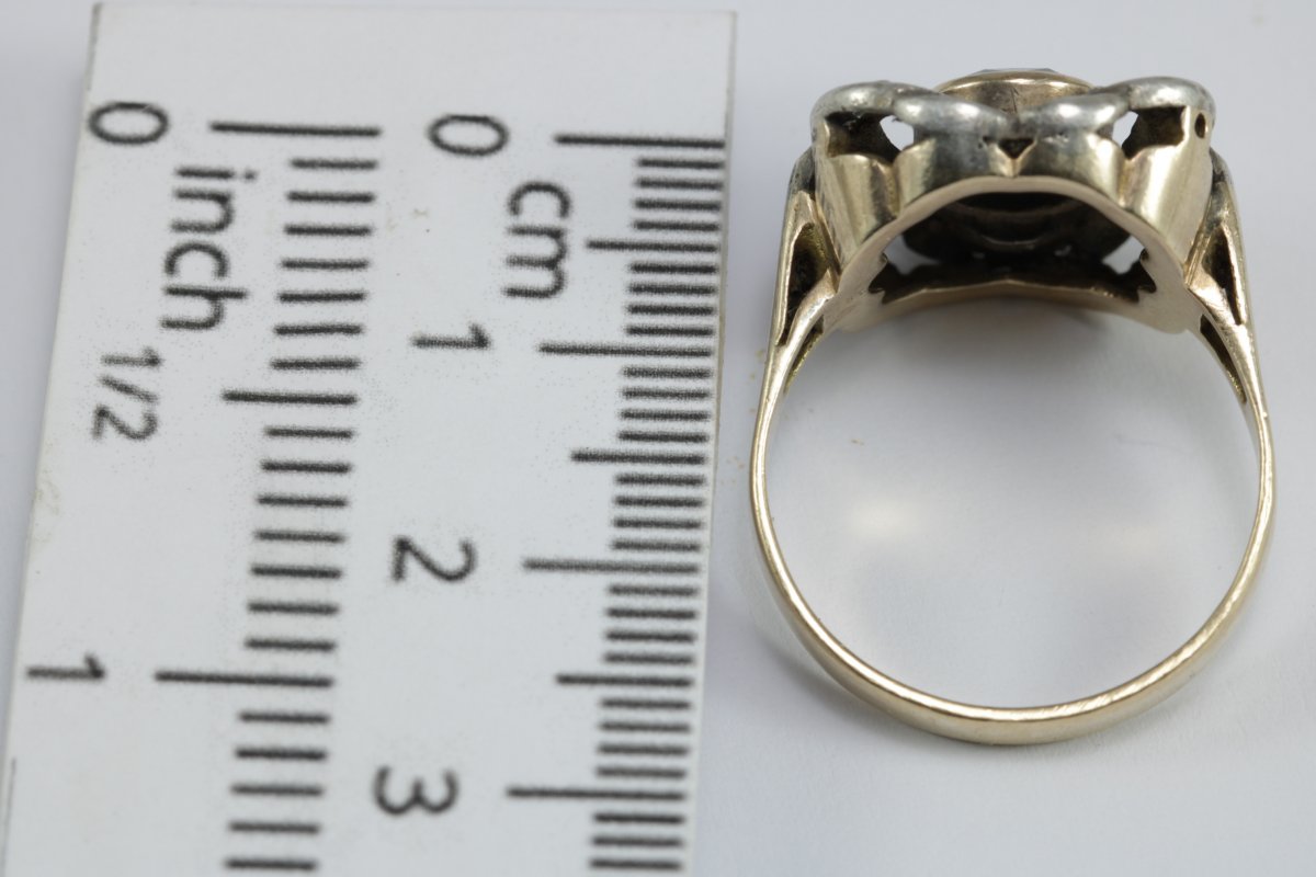 Vintage Gold Sapphire Diamond Ring-photo-2