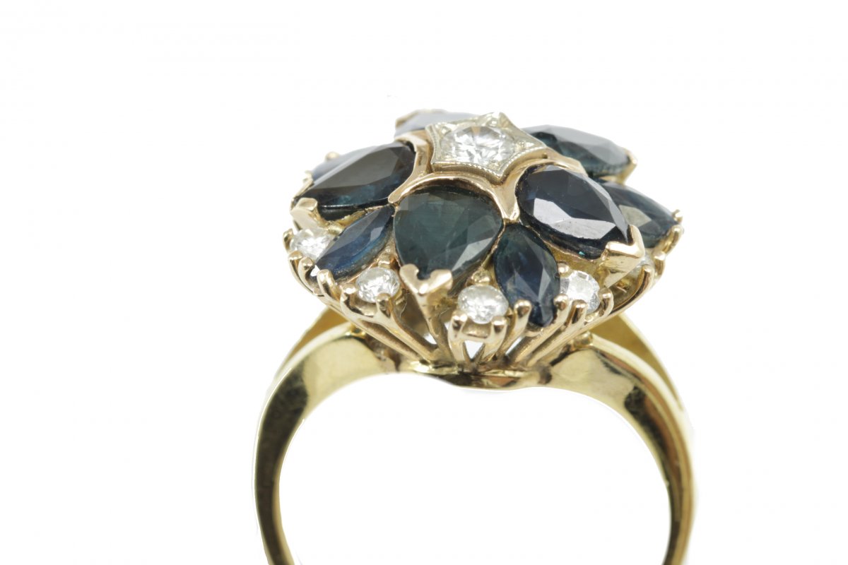 Vintage Sapphire Diamond Gold Ring-photo-2