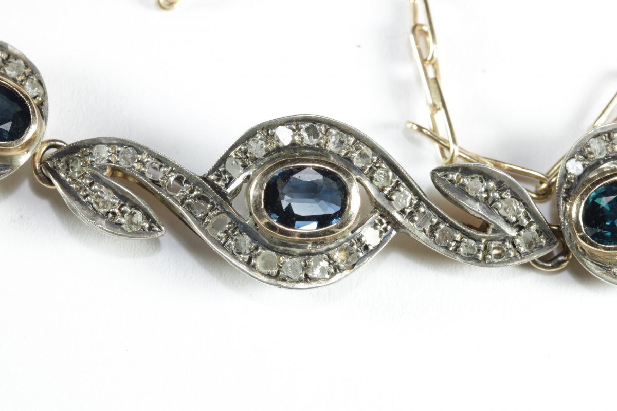 Collier Ancien Or Saphir Diamant-photo-3