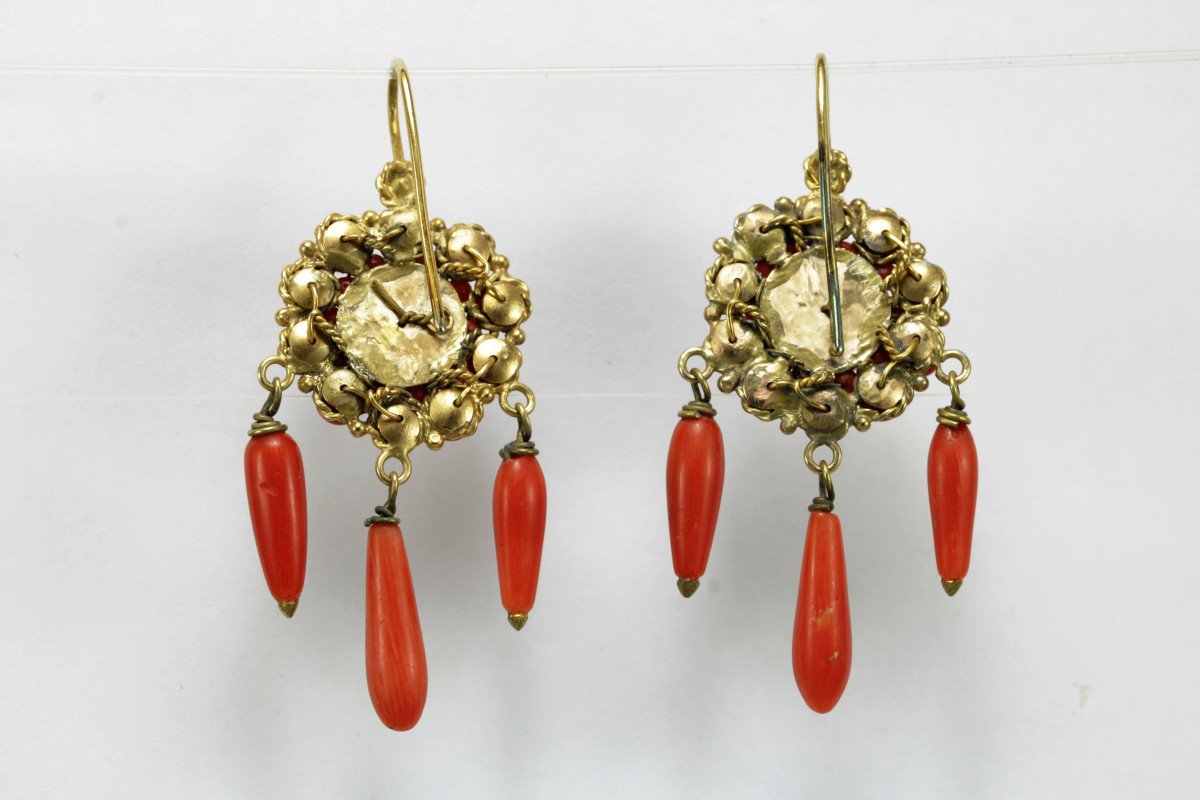 Antique Coral Gold Earrings-photo-1