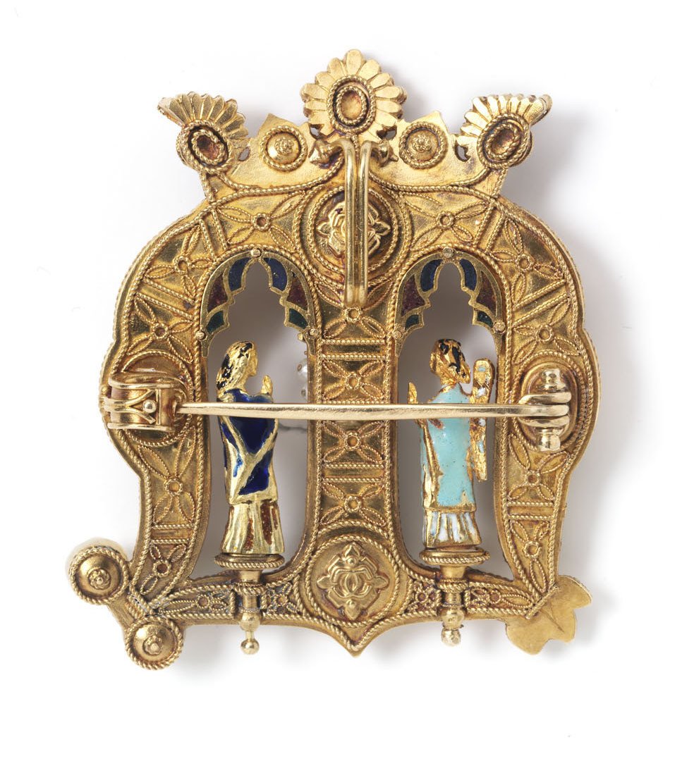 Antique Castellani Jewelled Gold Brooch-photo-1