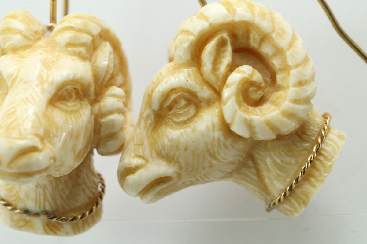 Antique Gold Ivory Cameo Earrings-photo-4