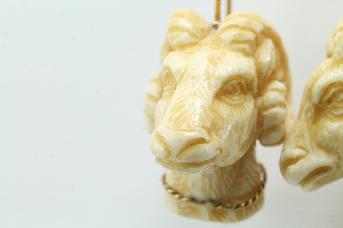 Antique Gold Ivory Cameo Earrings-photo-1