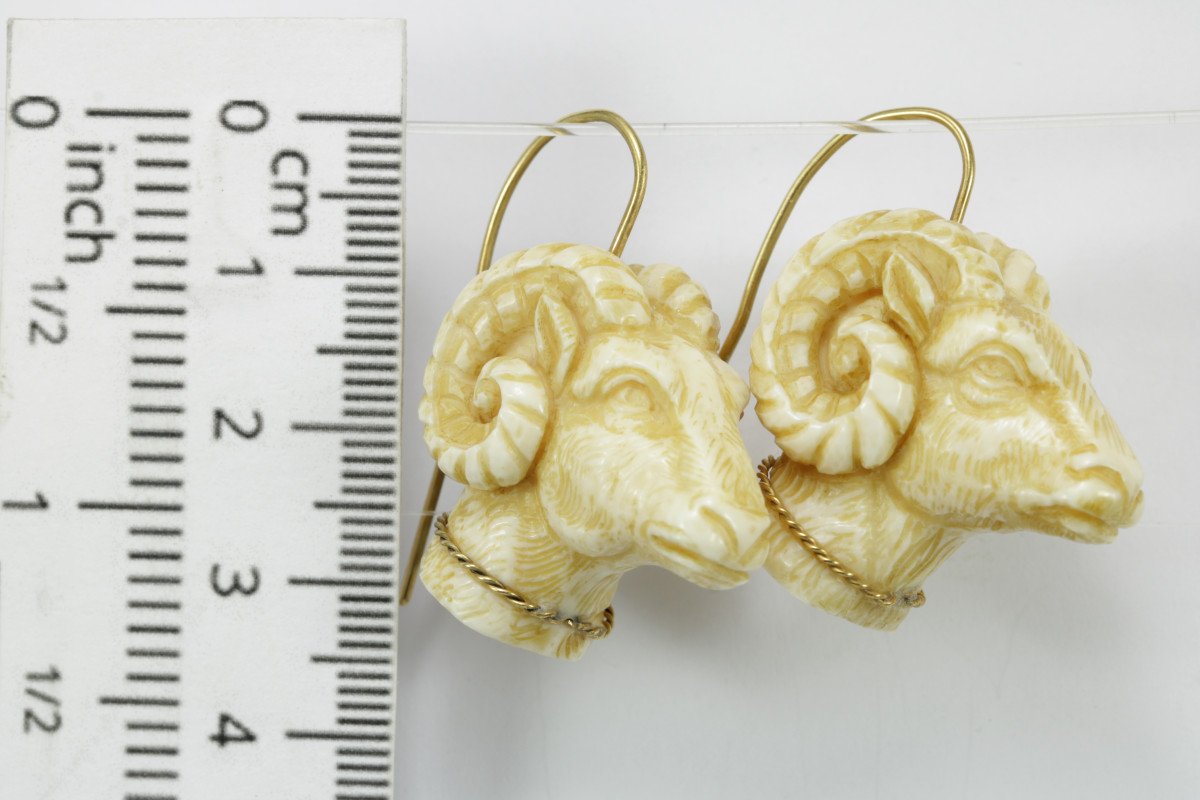 Antique Gold Ivory Cameo Earrings-photo-3
