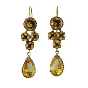 Boucles d'Oreilles Anciennes Or Topaz