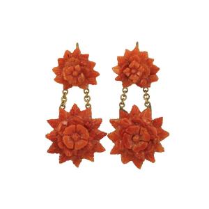 Antique Coral Gold Earrings